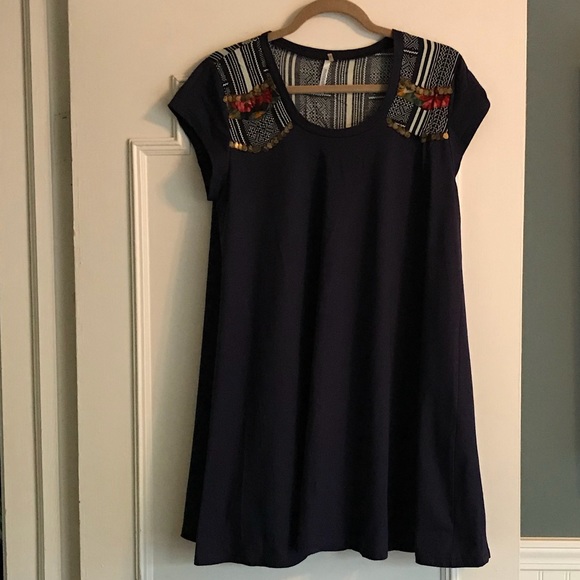 Navy Beaded Shift Dress - Picture 3 of 8